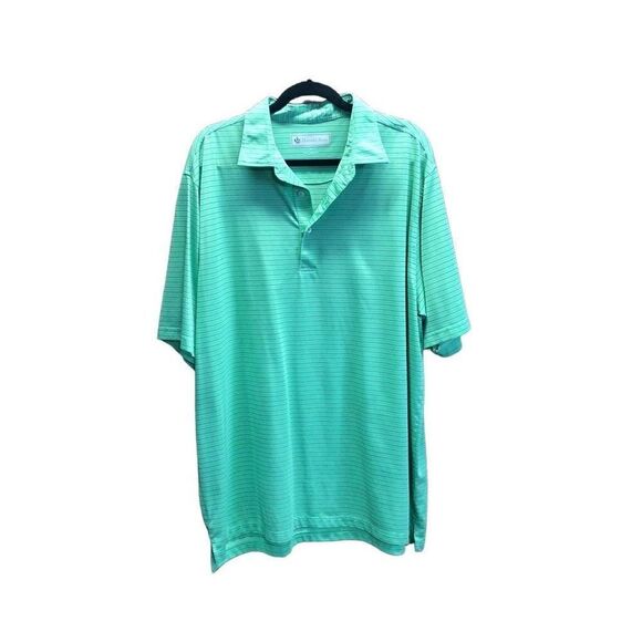 Donald Ross Size Extra Large (XL) Lime Green and Navy Striped Polo - Picture 1 of 4